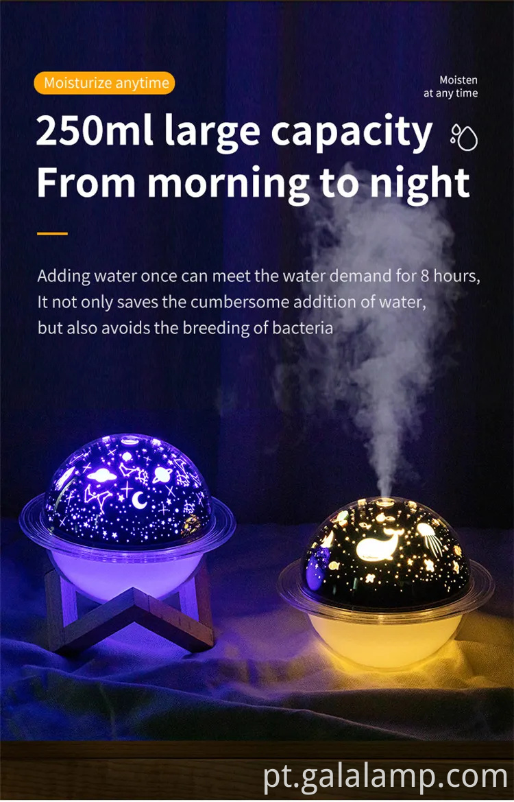 Planeta Night Light umidificador, USB, com suporte, umidificador